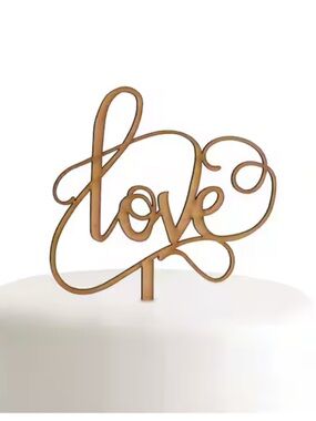 Love Script Cake Topper - Wood